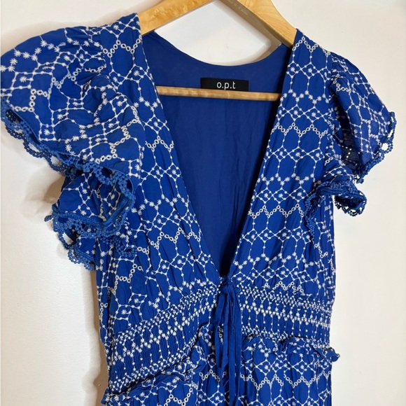 Anthropologie x o.p.t. Blue Eyelet Jardin Eyelet Midi Dress - Picture 4 of 10